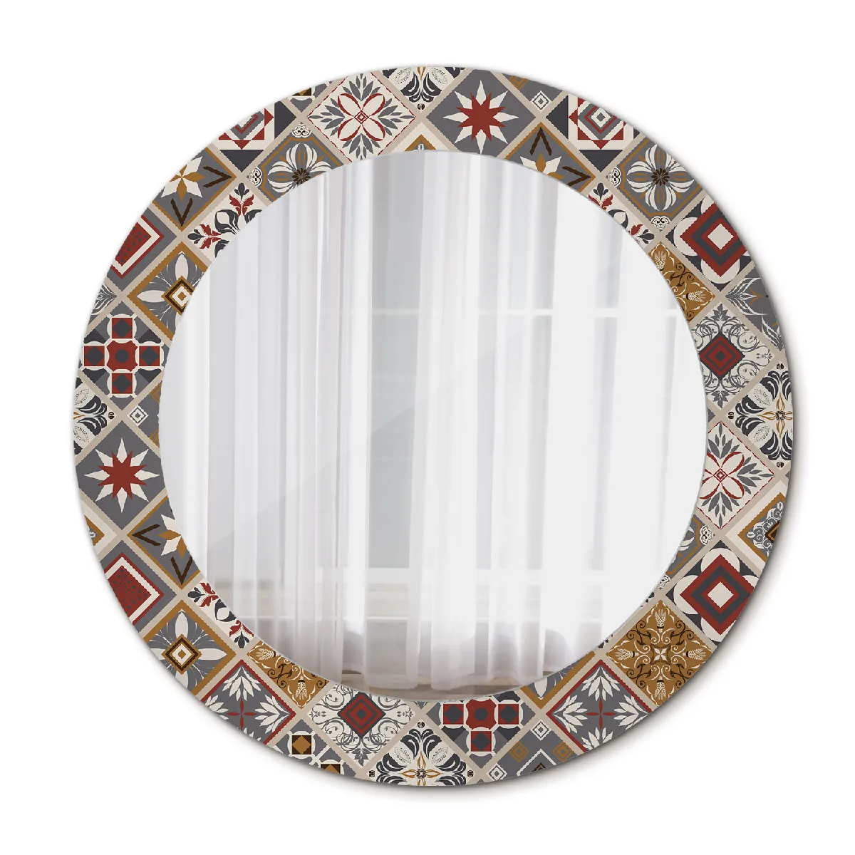 Miroir Mural Dans Le Cadre Multicolore Rond Loft 60x46 Cm