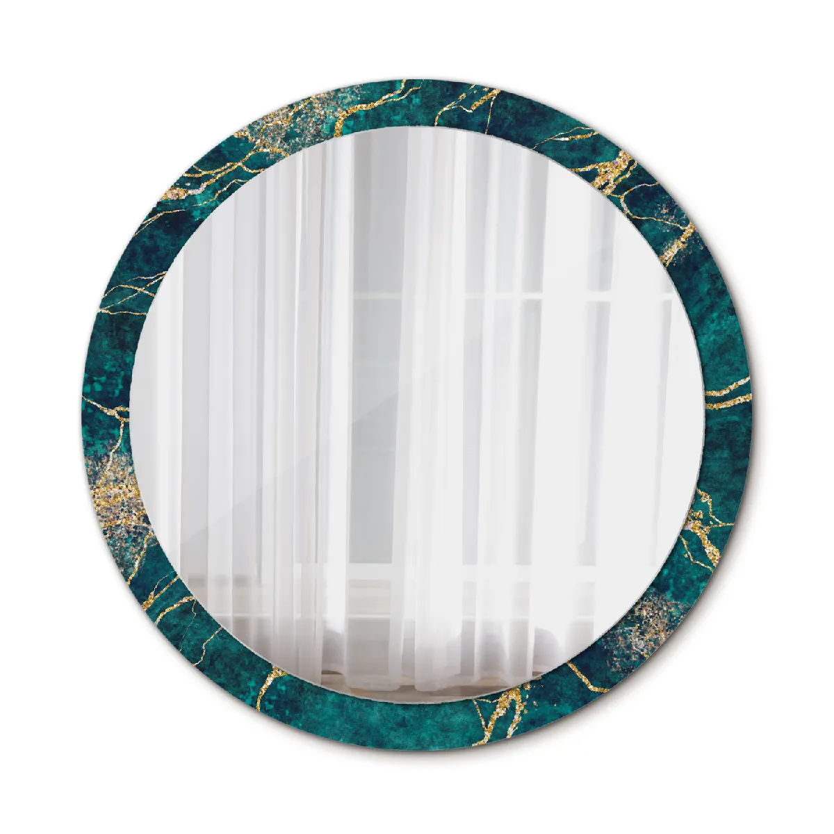 Rond Miroir Mural Grrand Dans Le Cadre Or Pour La Salle De Bain 100x86 Cm