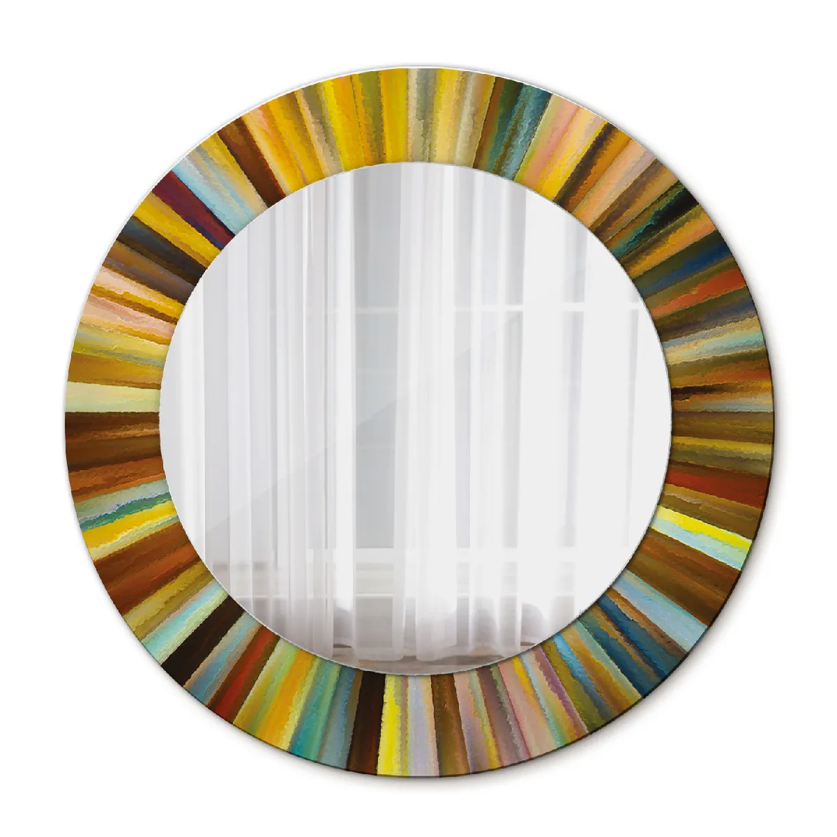Miroir Mural Rond Décoratif Or Dans Le Cadre 50x36 Cm