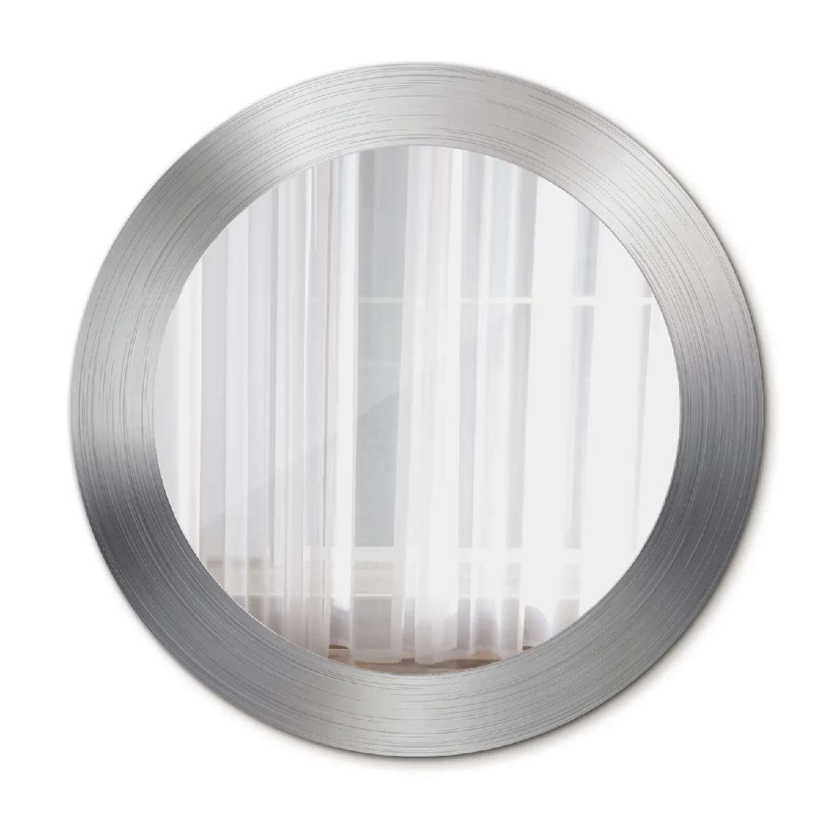 Miroir Mural Dans Le Cadre Argent Rond Loft 60x46 Cm