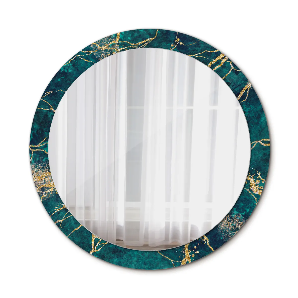 Grand Miroir Mural Rond Dans Le Cadre Or Pour La Salle De Bain 90x76 Cm