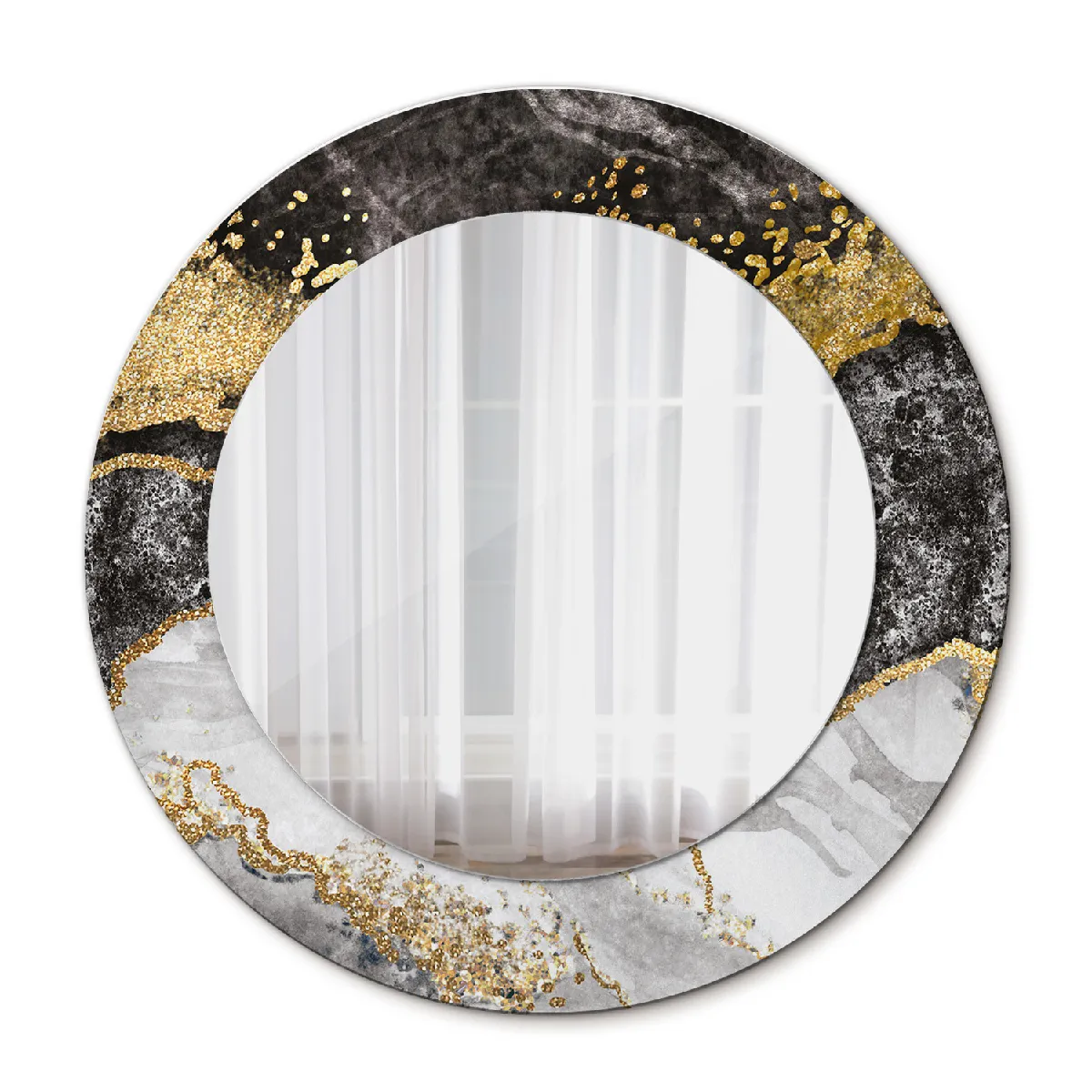 Miroir Mural Rond Décoratif Or Dans Le Cadre 50x36 Cm