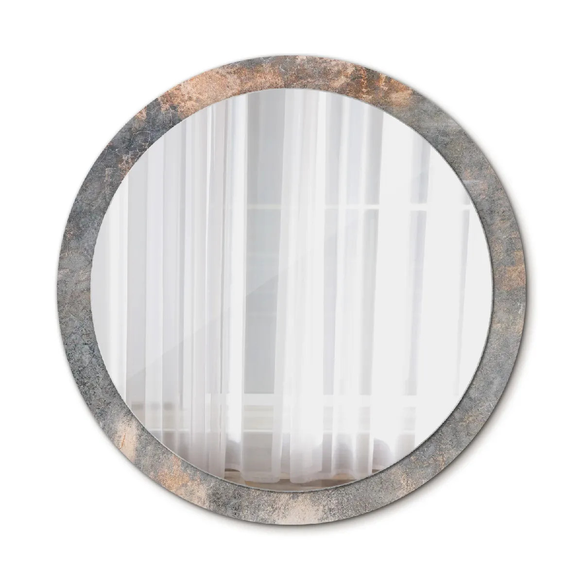 Rond Miroir Mural Grrand Dans Le Cadre Gris Pour La Salle De Bain 100x86 Cm