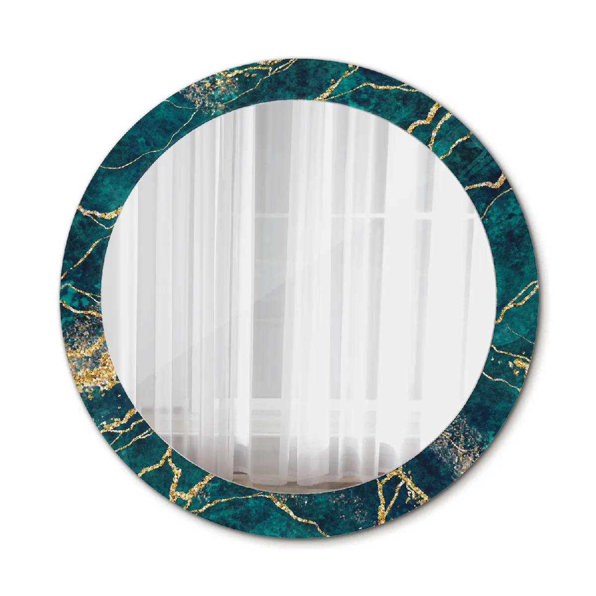 Grand Miroir Mural Dans Le Cadre Or Rond Élégant 80x56 Cm