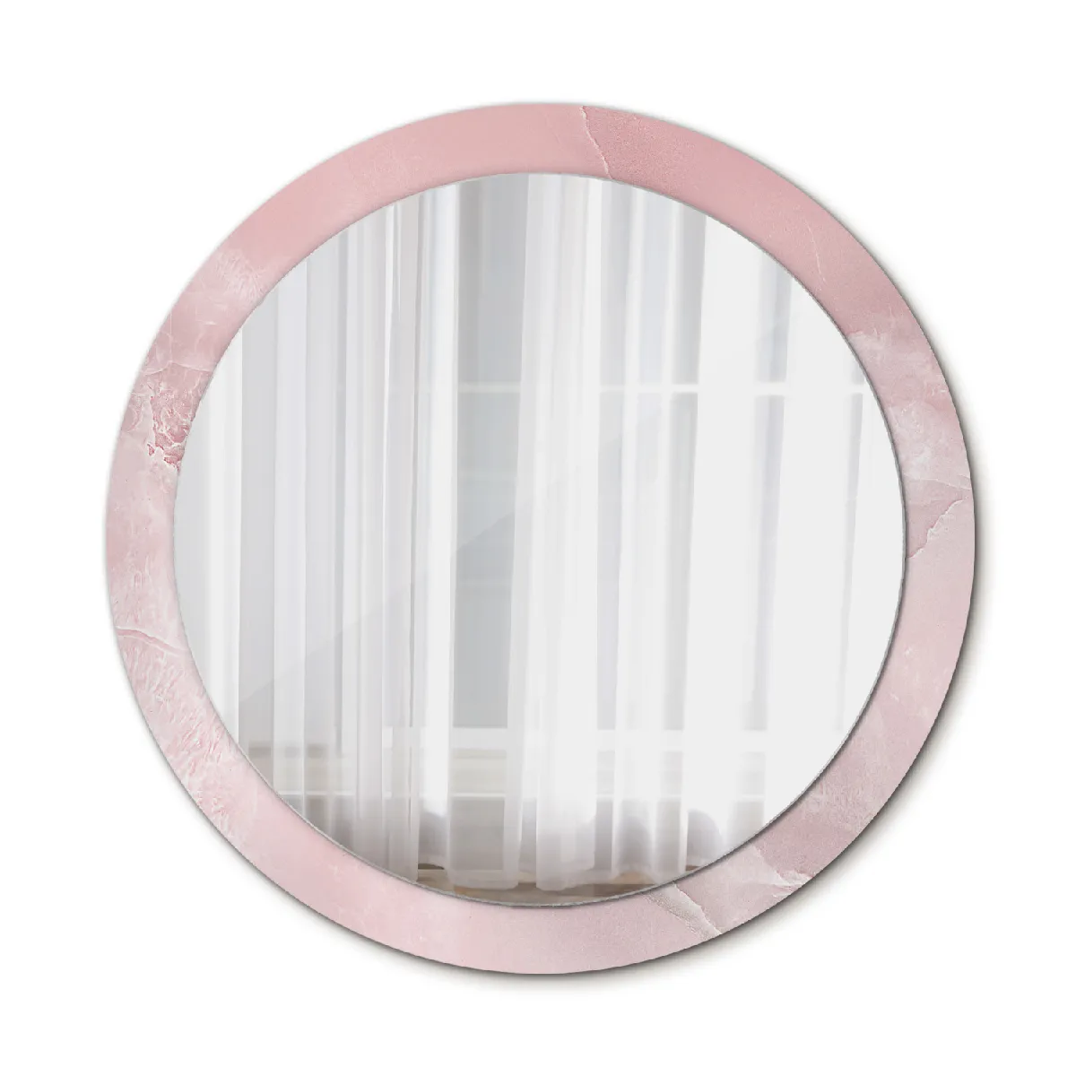 Grand Miroir Mural Rond Dans Le Cadre Rose La Chambre 90x76 Cm