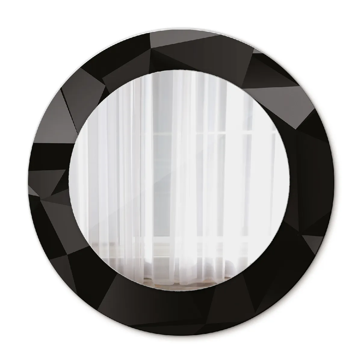 Miroir Mural Rond Décoratif Gris Dans Le Cadre 50x36 Cm