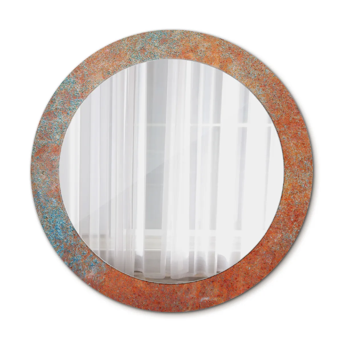 Élégant Rond Miroir Mural Suspendu Dans Un Cadre Décoratif 70x56 Cm
