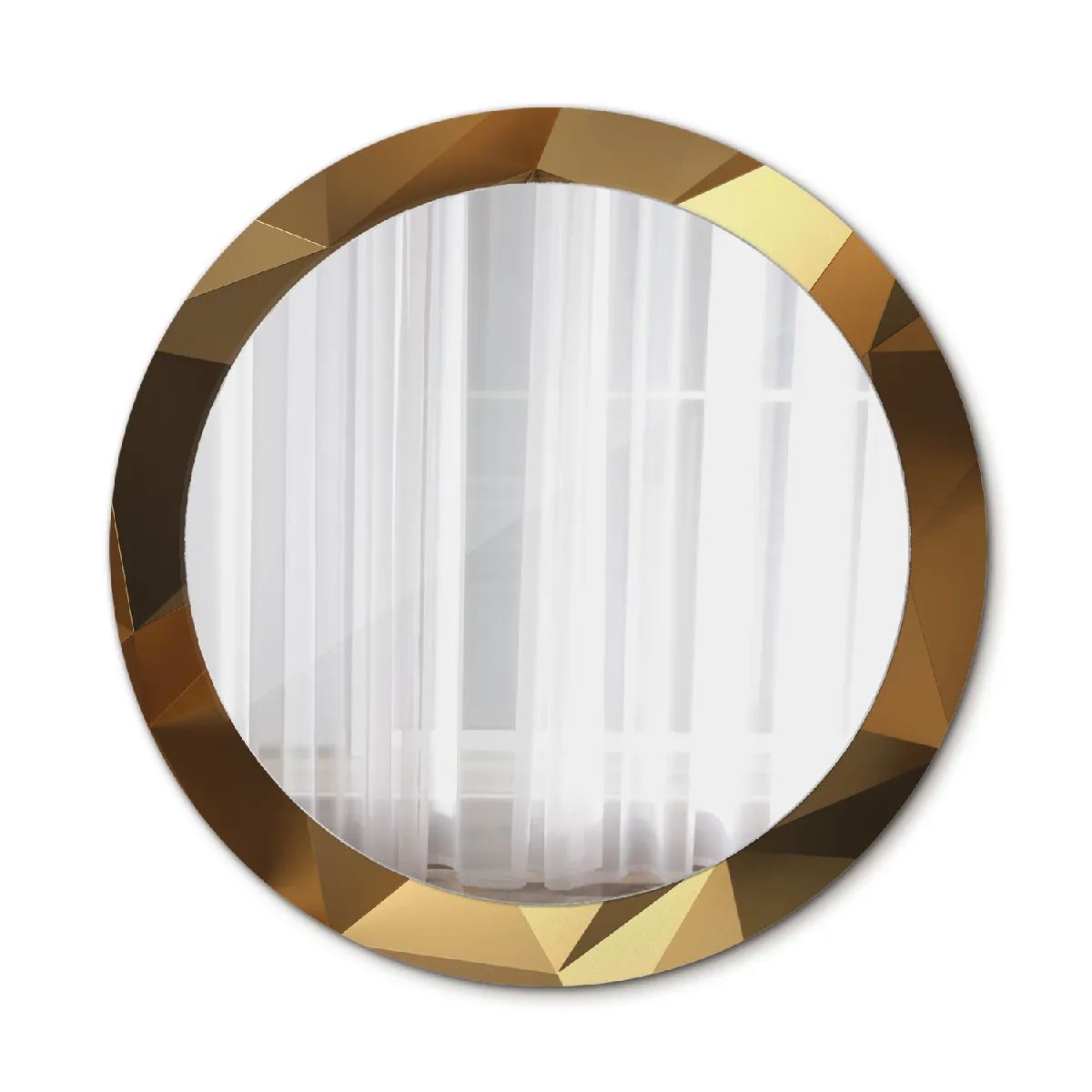 Grand Miroir Mural Dans Le Cadre Or Rond Élégant 80x56 Cm