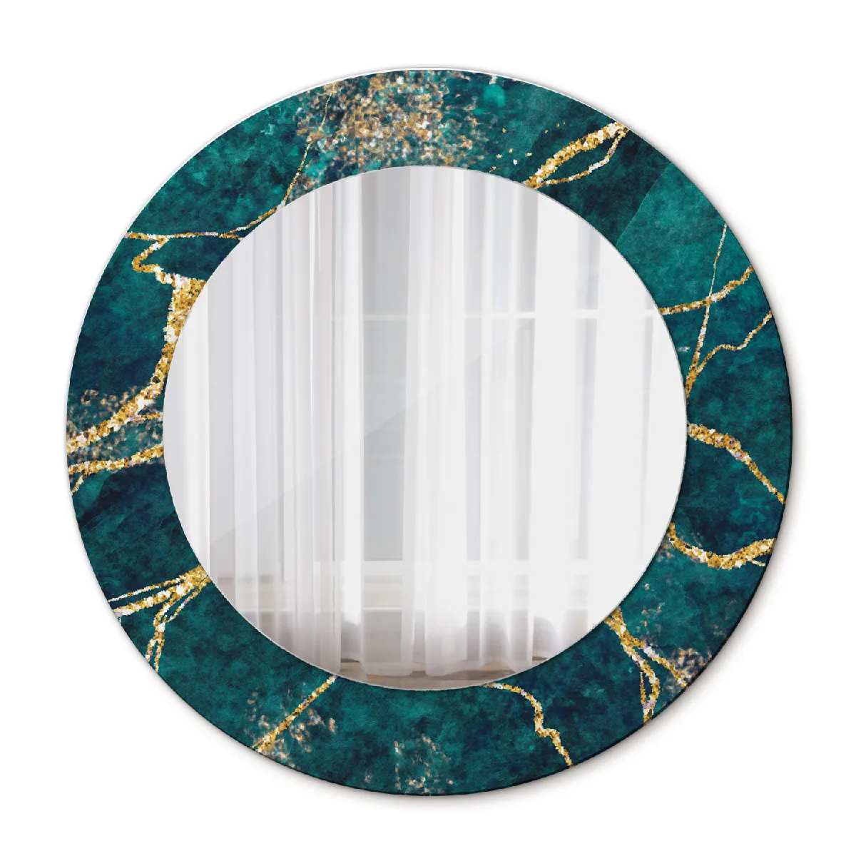 Miroir Mural Rond Décoratif Gris Dans Le Cadre 50x36 Cm