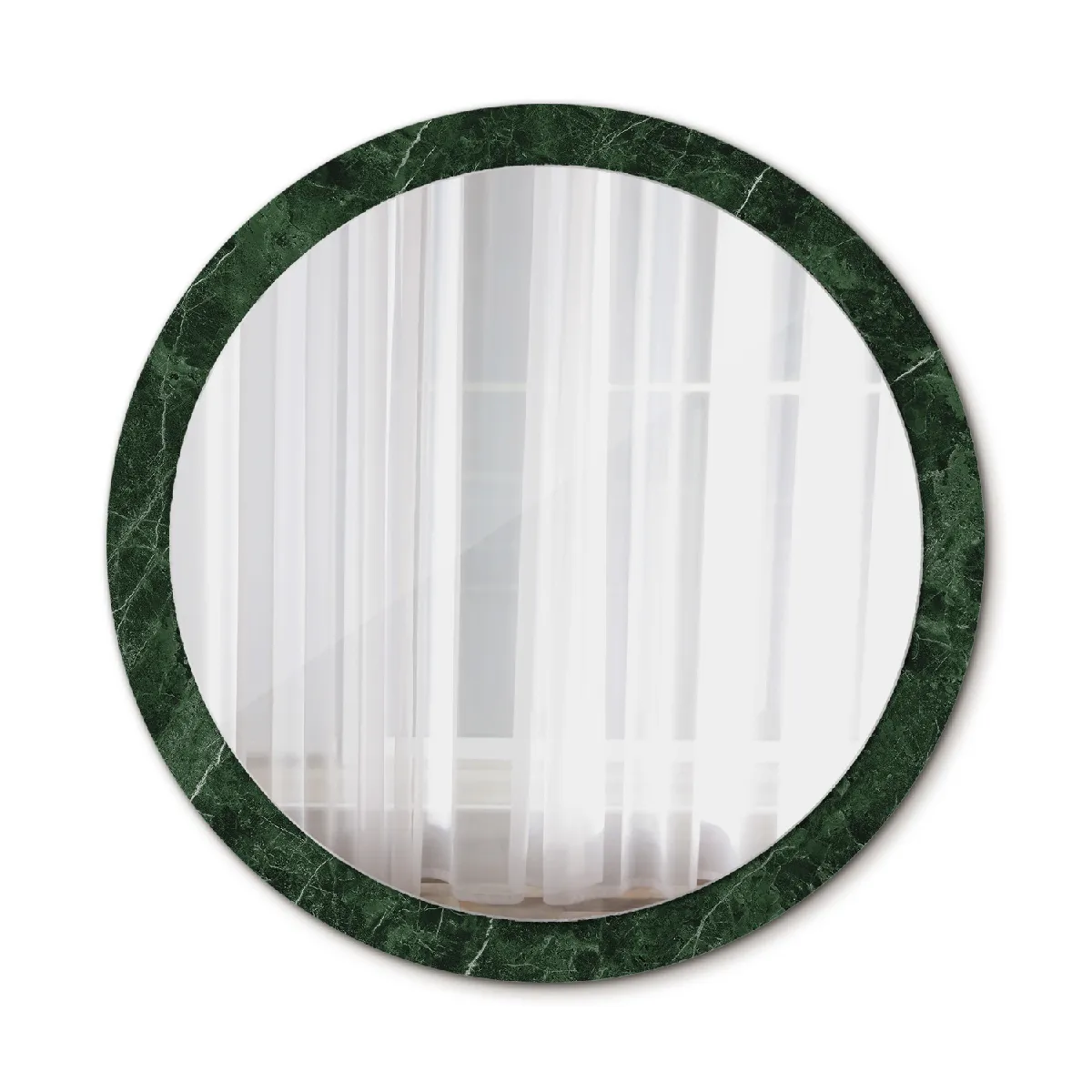 Rond Miroir Mural Grrand Dans Le Cadre Vert Pour La Salle De Bain 100x86 Cm
