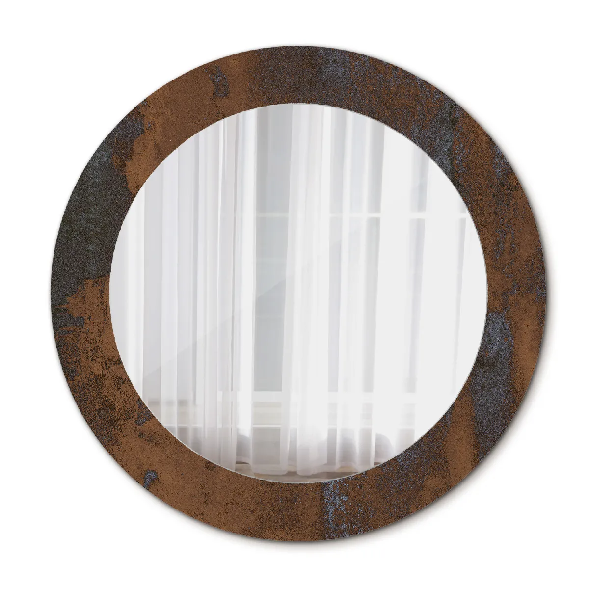 Miroir Mural Dans Le Cadre Marron Rond Loft 60x46 Cm