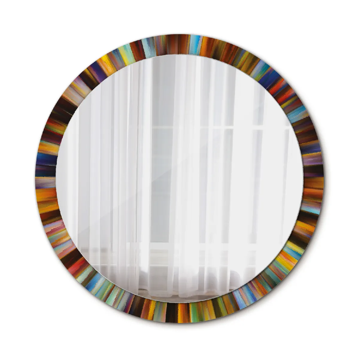 Rond Miroir Mural Grrand Dans Le Cadre Multicolore La Chambre 100x86 Cm