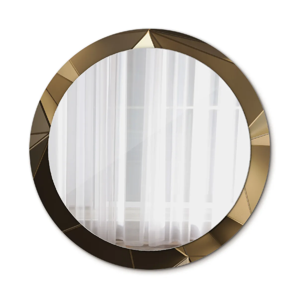 Grand Miroir Mural Rond Dans Le Cadre Beige Pour La Salle De Bain 90x76 Cm