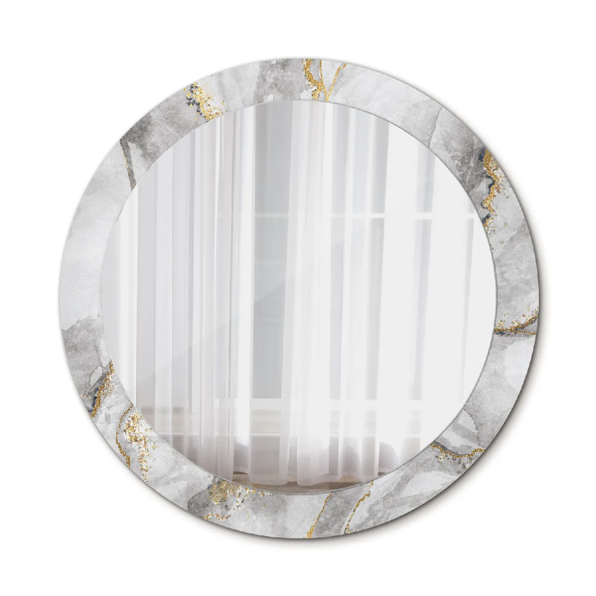 Grand Miroir Mural Dans Le Cadre Or Rond Élégant 80x56 Cm