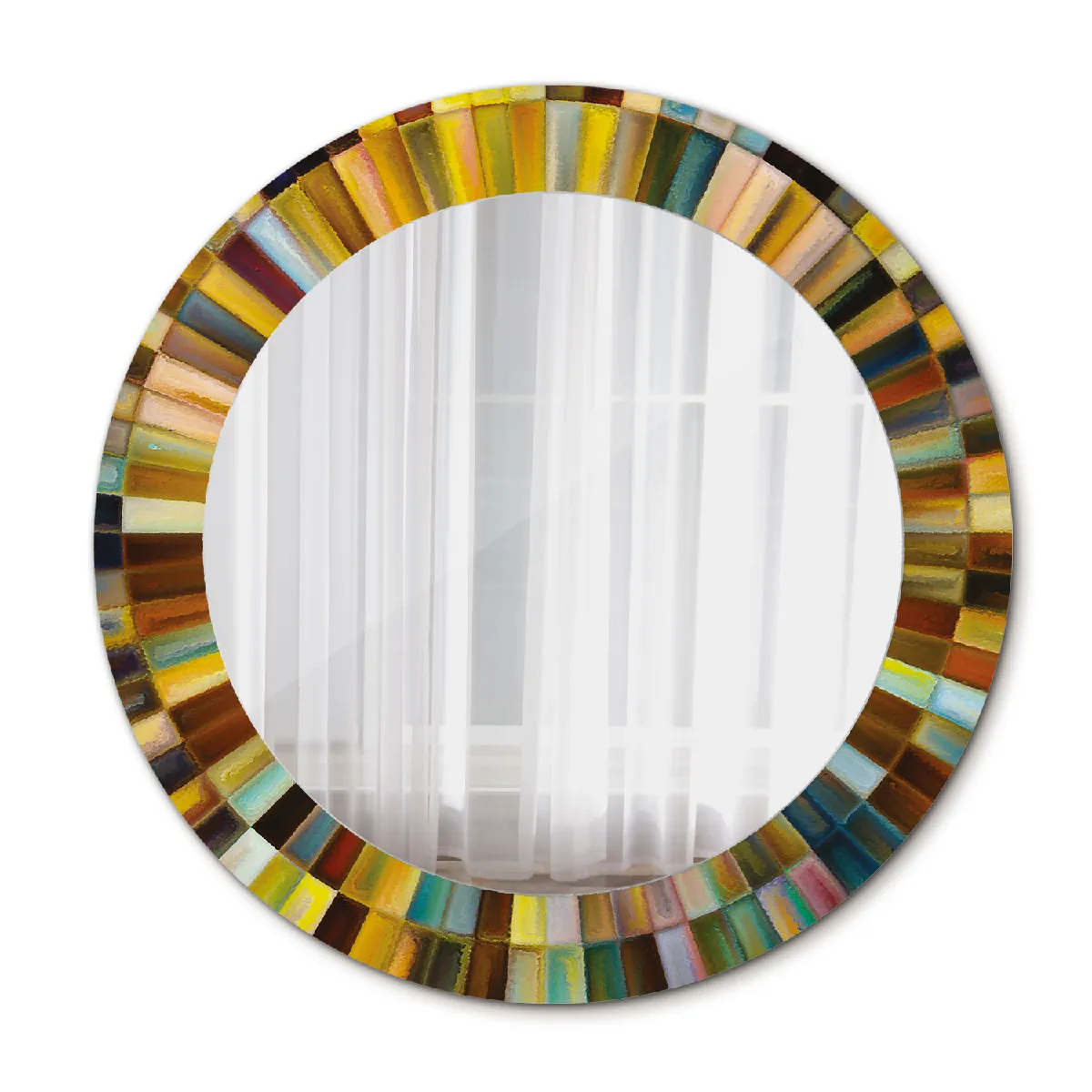 Miroir Mural Dans Le Cadre Multicolore Rond Loft 60x46 Cm