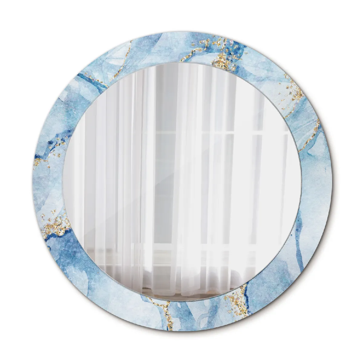Élégant Rond Miroir Mural Suspendu Dans Un Cadre Décoratif 70x56 Cm