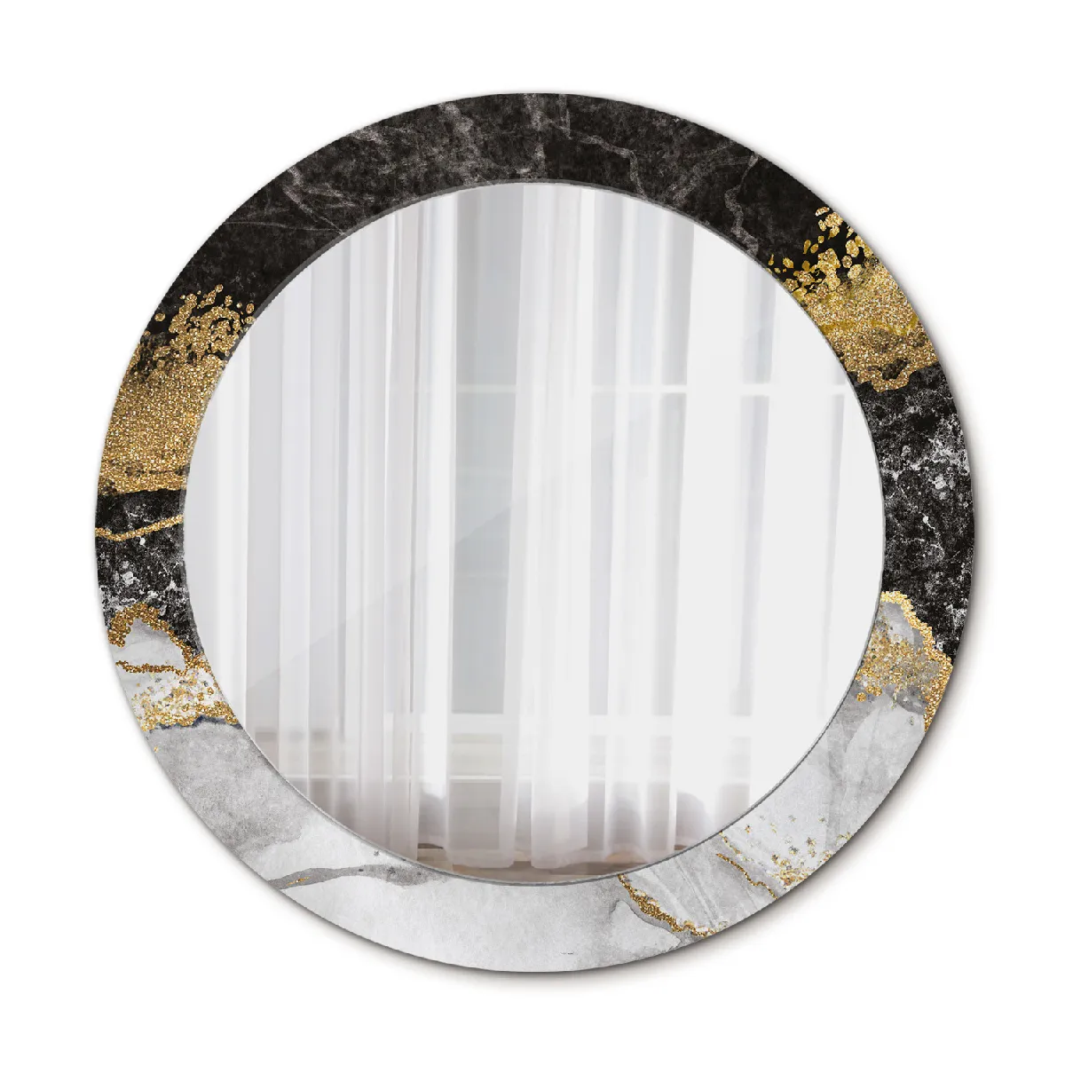 Élégant Rond Miroir Mural Suspendu Dans Un Cadre Décoratif 70x56 Cm