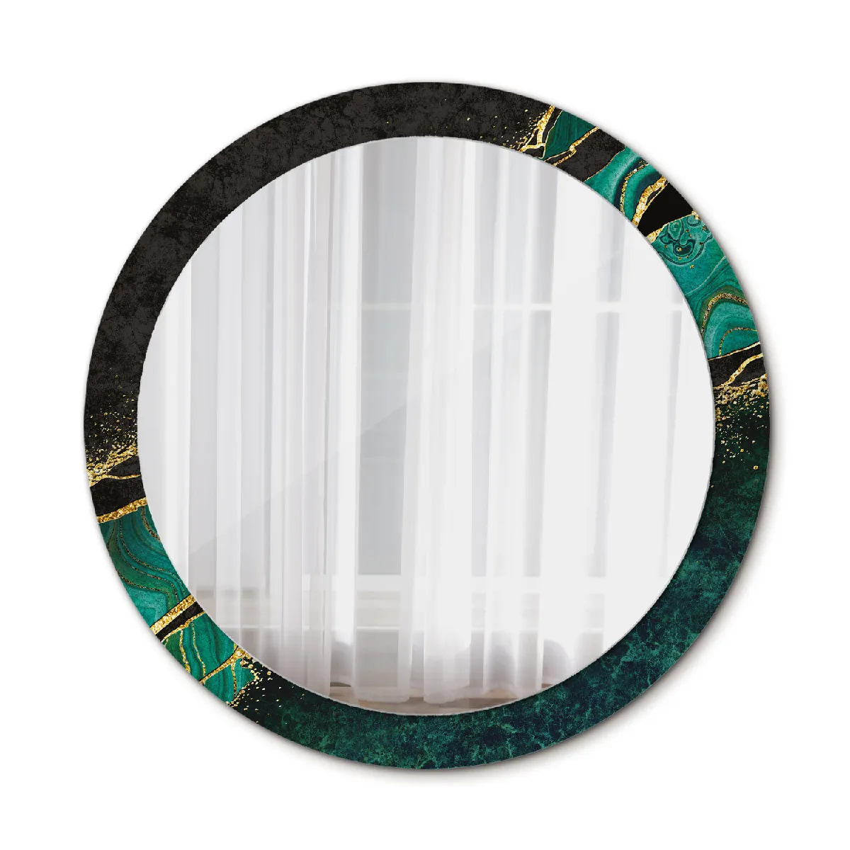 Grand Miroir Mural Rond Dans Le Cadre Vert Pour La Salle De Bain 90x76 Cm