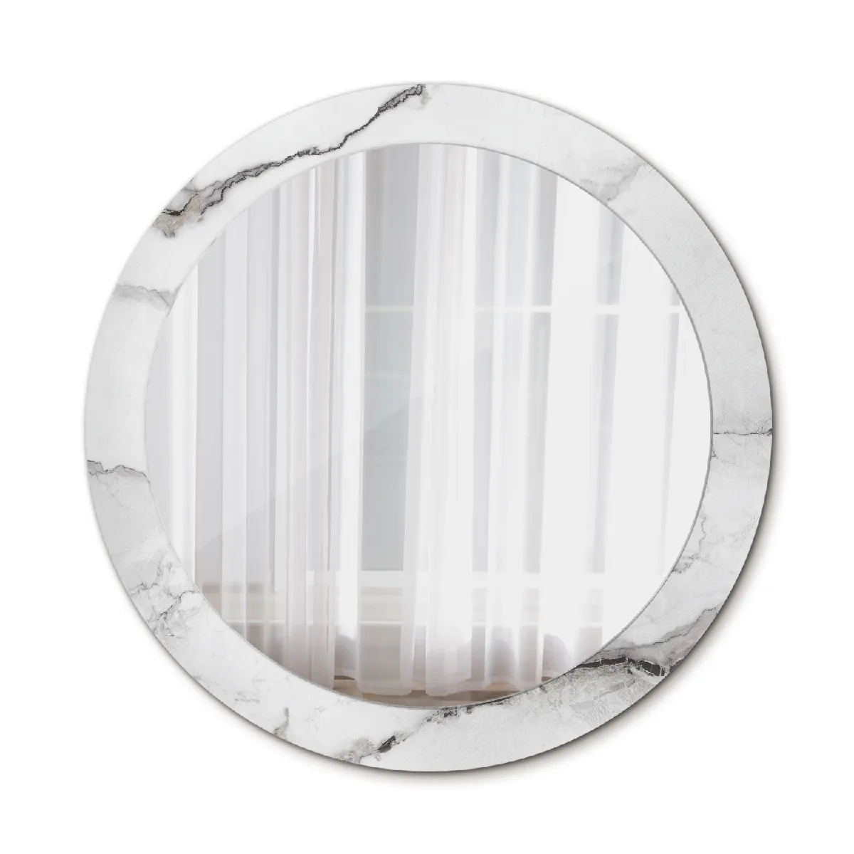 Grand Miroir Mural Dans Le Cadre Blanc Rond Élégant 80x56 Cm