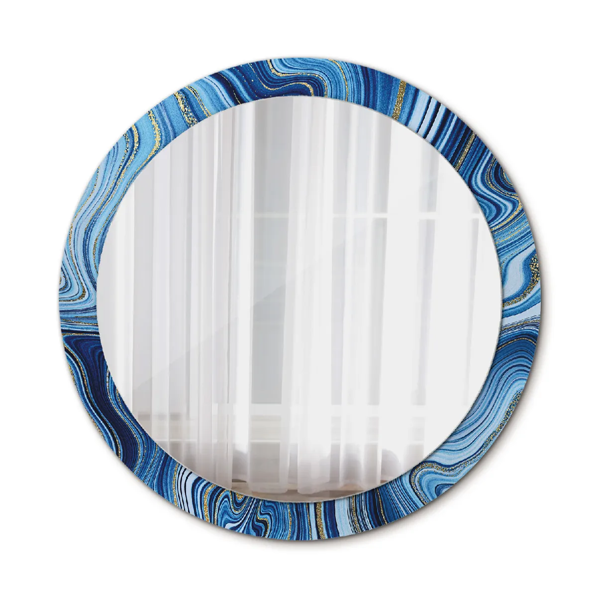 Grand Miroir Mural Rond Dans Le Cadre Or Pour La Salle De Bain 90x76 Cm