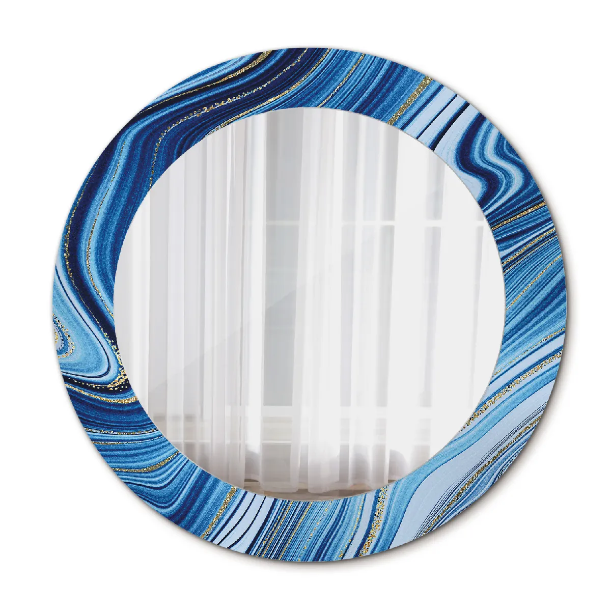 Miroir Mural Dans Le Cadre Or Rond Loft 60x46 Cm