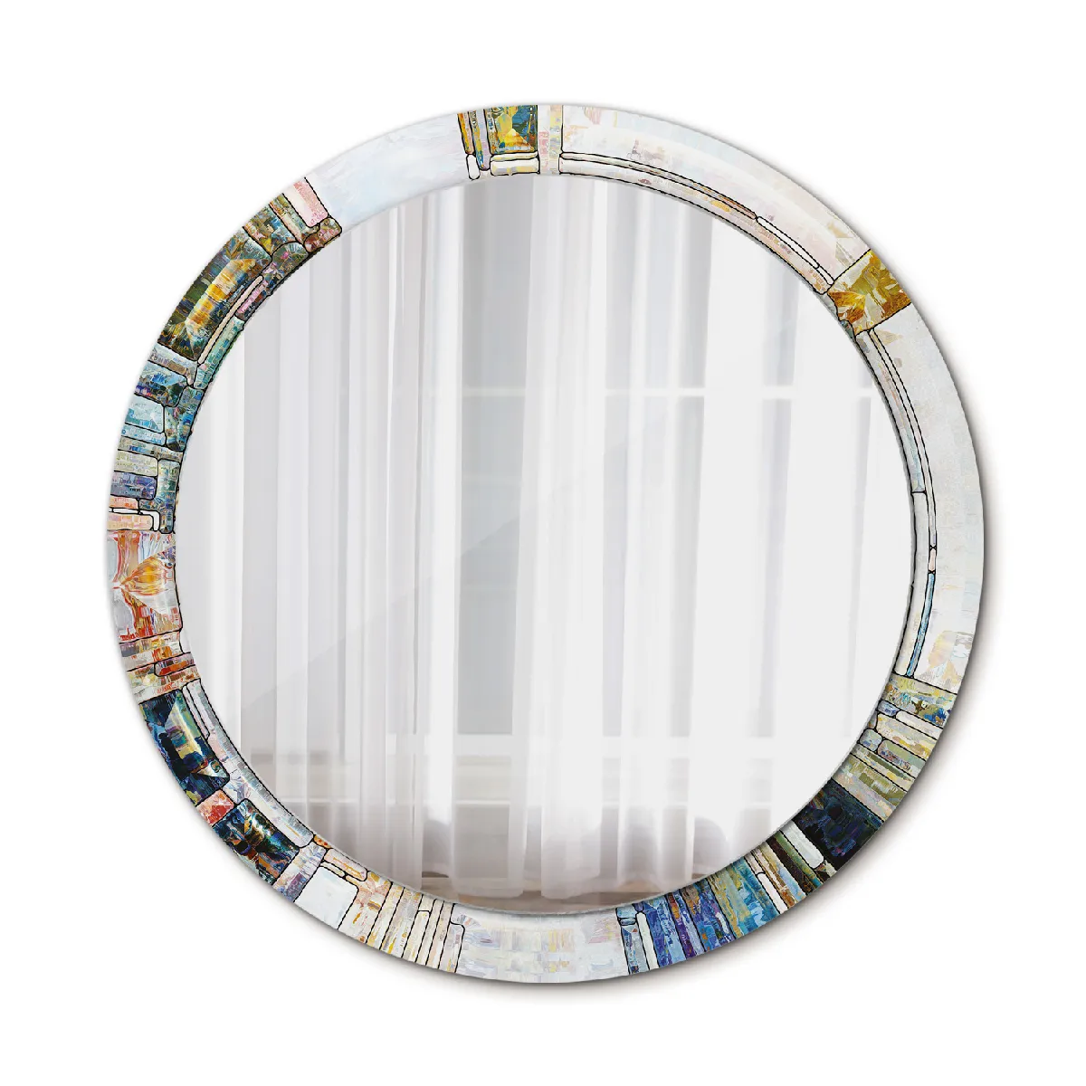 Grand Miroir Mural Rond Dans Le Cadre Perle Pour La Salle De Bain 90x76 Cm