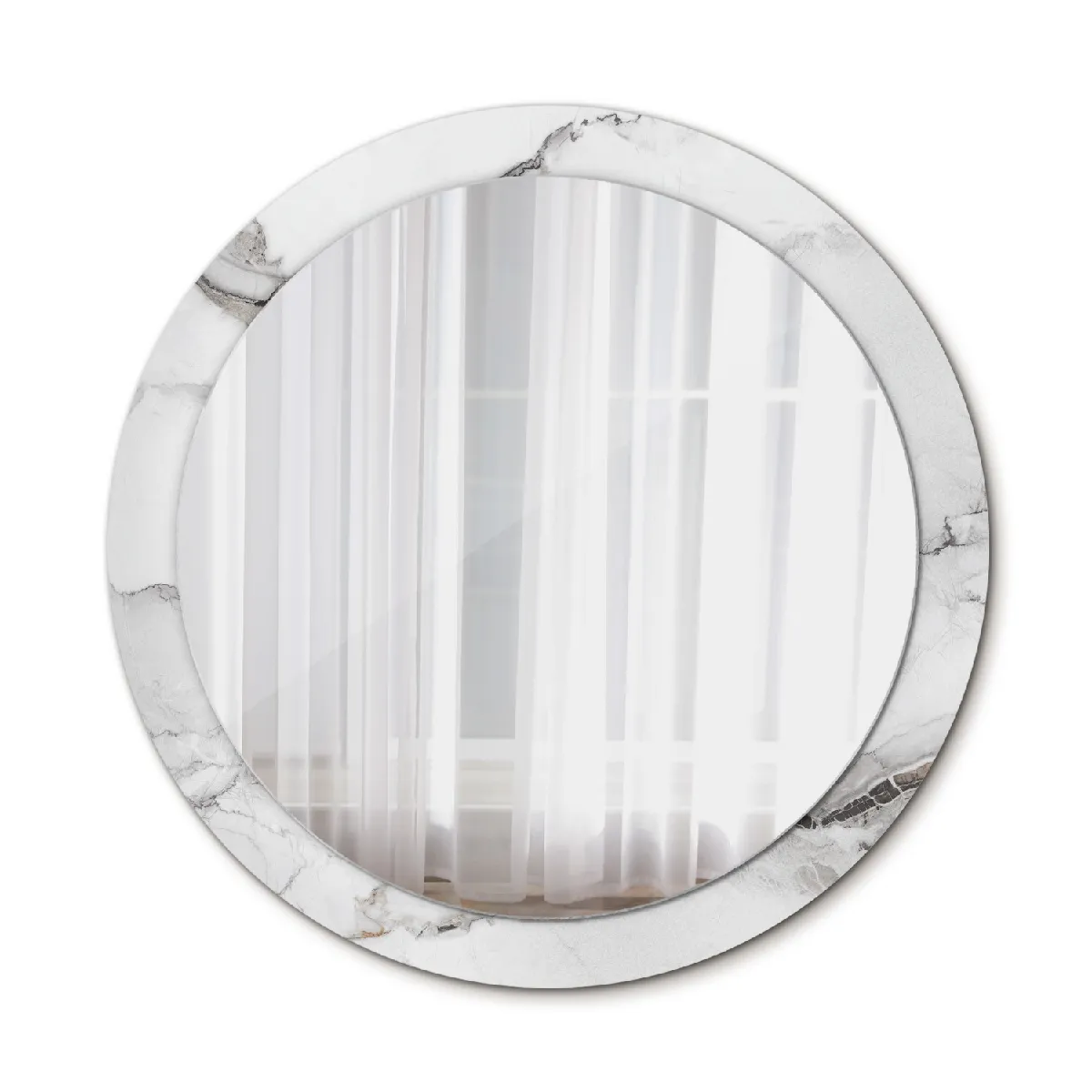 Grand Miroir Mural Rond Dans Le Cadre Blanc La Chambre 90x76 Cm