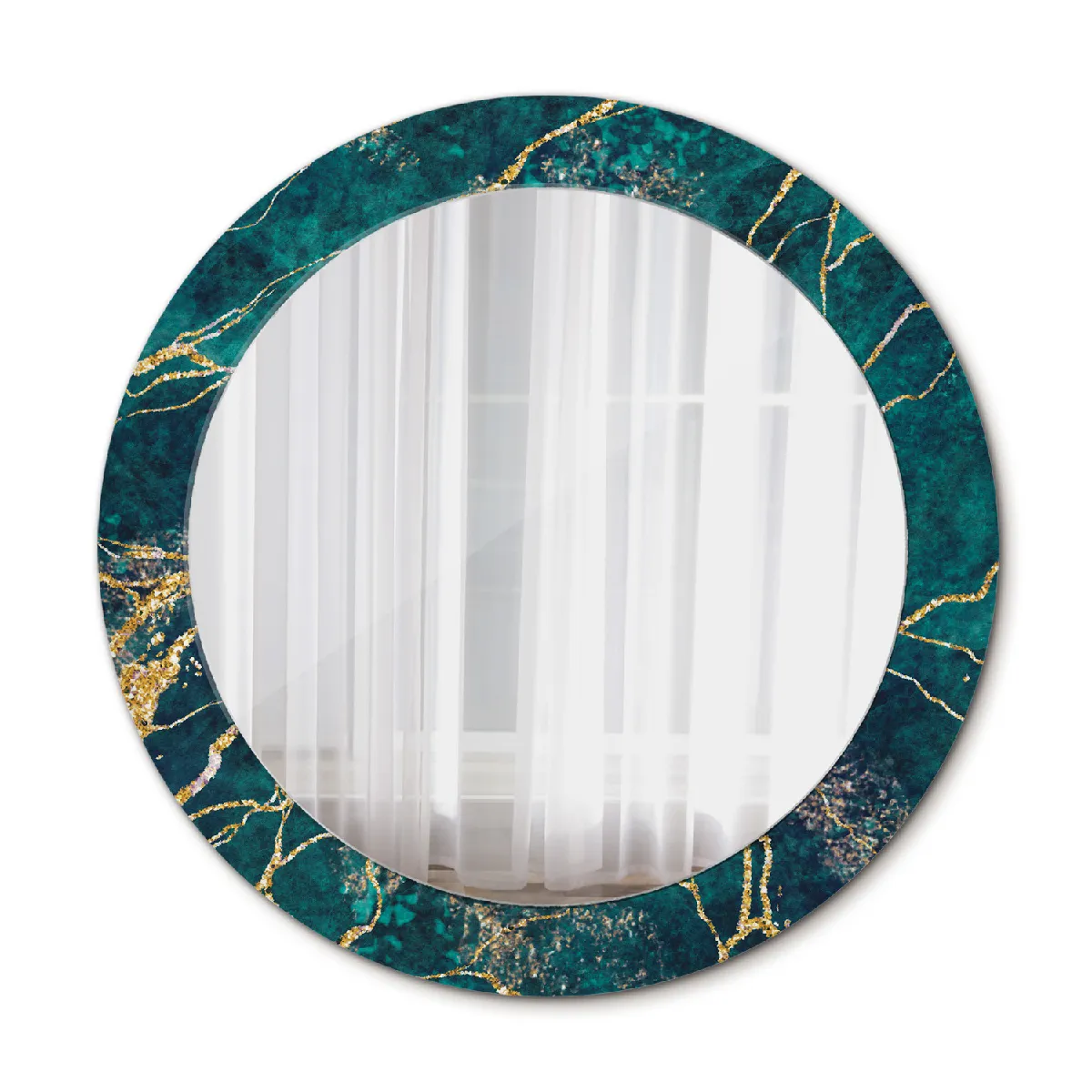 Élégant Rond Miroir Mural Suspendu Dans Un Cadre Décoratif 70x56 Cm