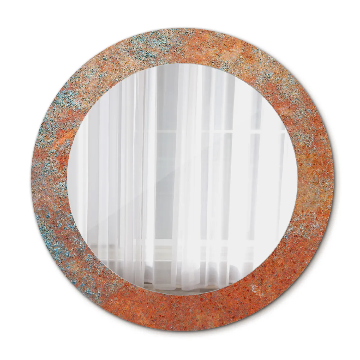 Miroir Mural Dans Le Cadre Orange Rond Loft 60x46 Cm