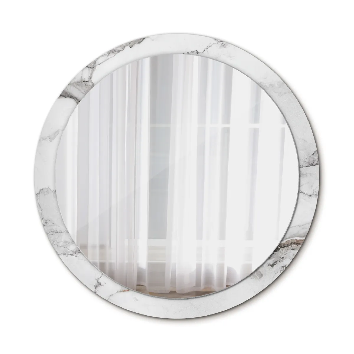 Rond Miroir Mural Grrand Dans Le Cadre Blanc La Chambre 100x86 Cm