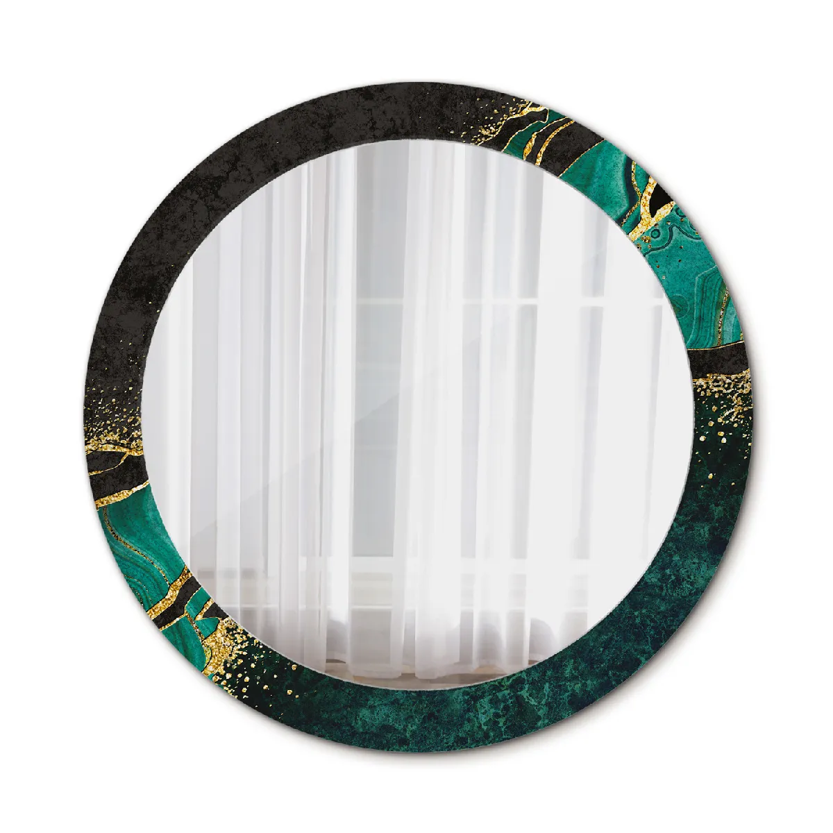 Grand Miroir Mural Dans Le Cadre Vert Rond Élégant 80x56 Cm