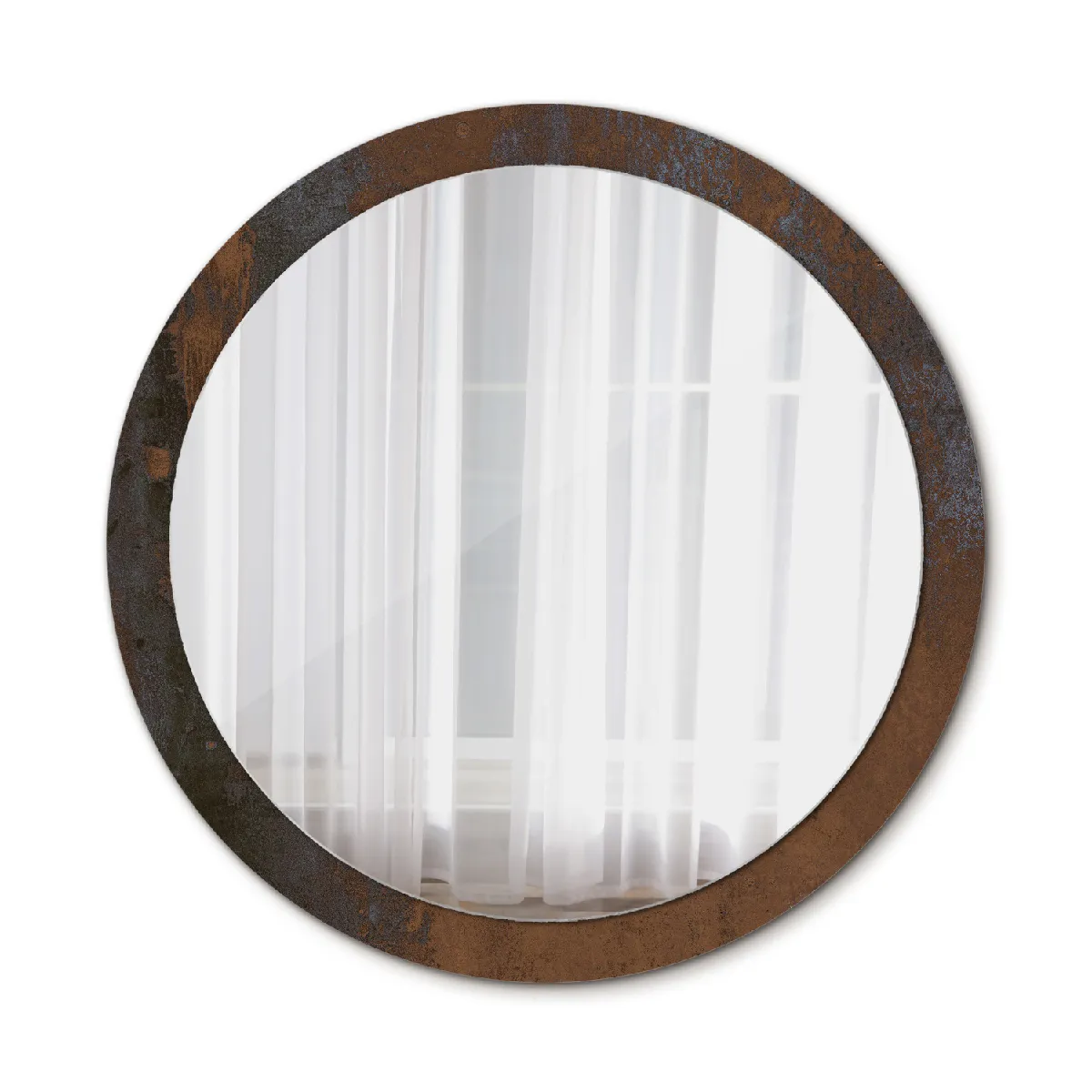 Rond Miroir Mural Grrand Dans Le Cadre Marron La Chambre 100x86 Cm