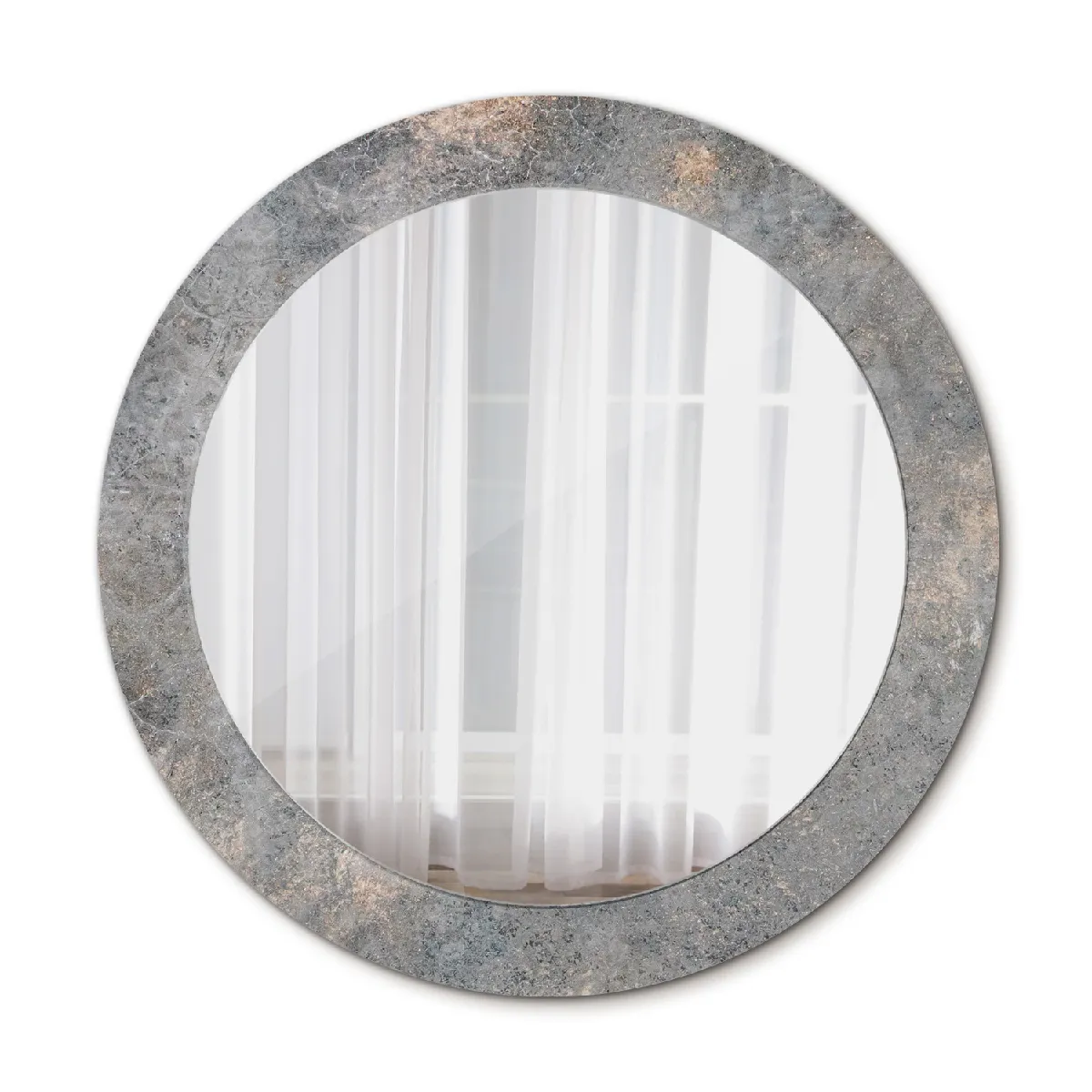 Élégant Rond Miroir Mural Suspendu Dans Un Cadre Décoratif 70x56 Cm
