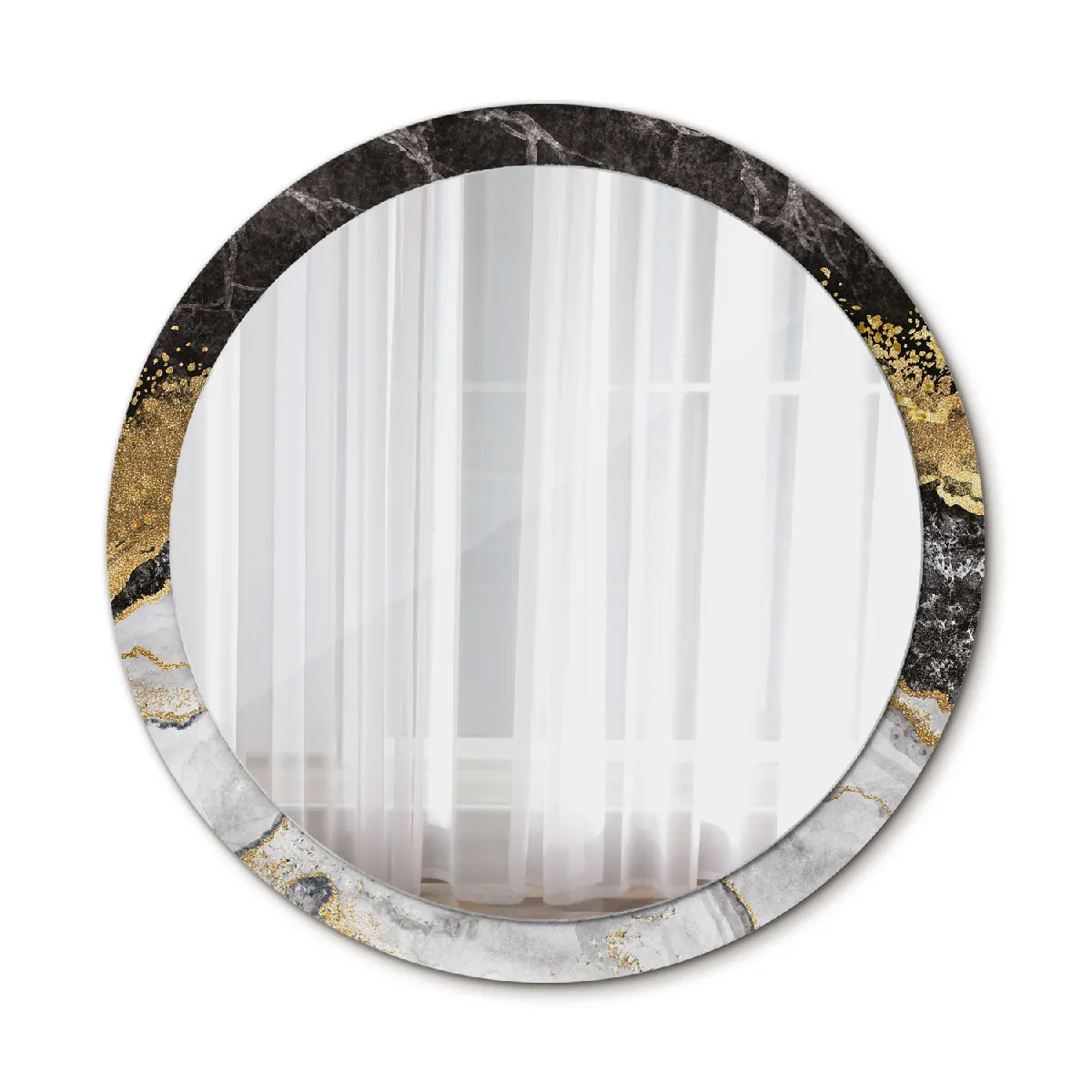 Rond Miroir Mural Grrand Dans Le Cadre Or La Chambre 100x86 Cm