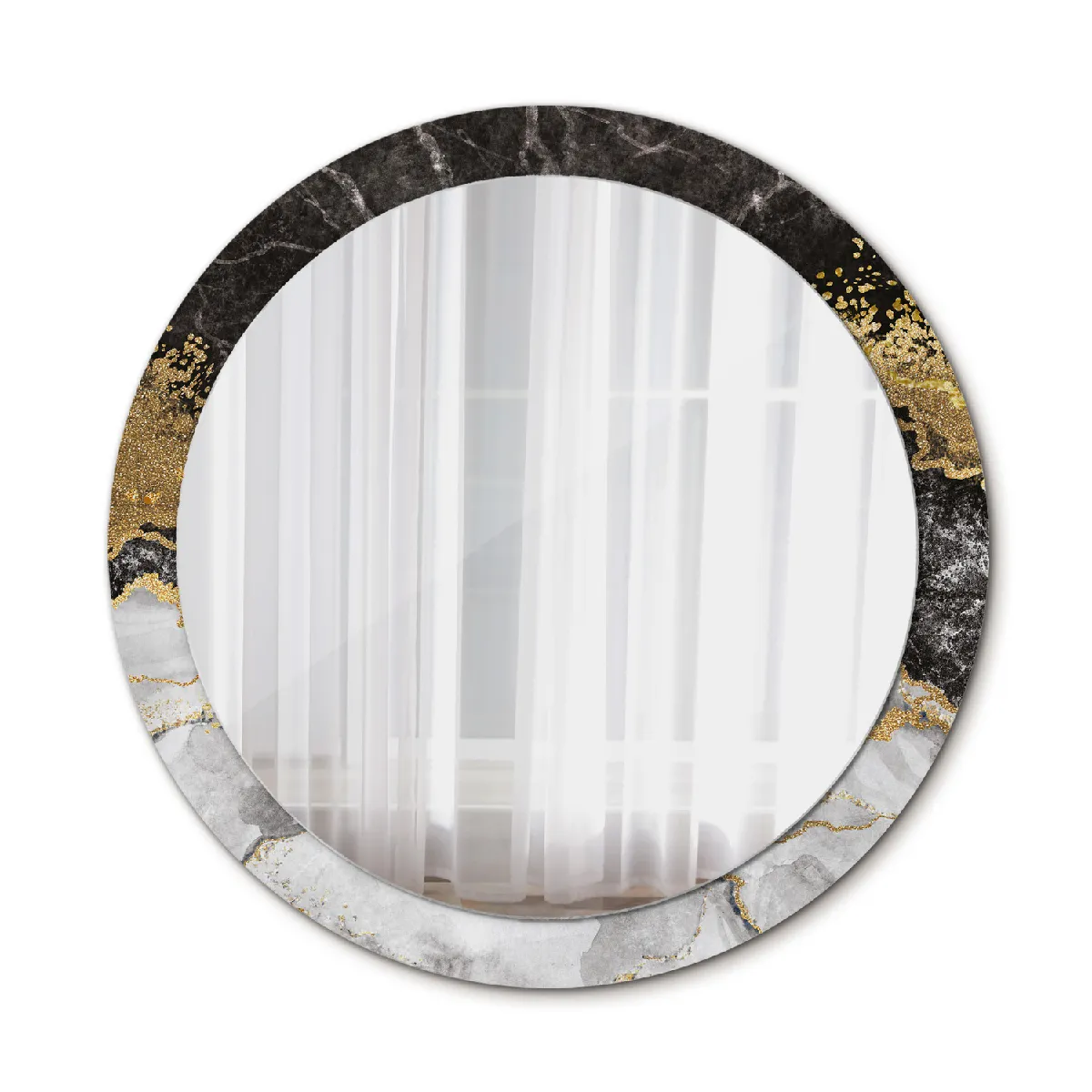 Grand Miroir Mural Rond Dans Le Cadre Or La Chambre 90x76 Cm