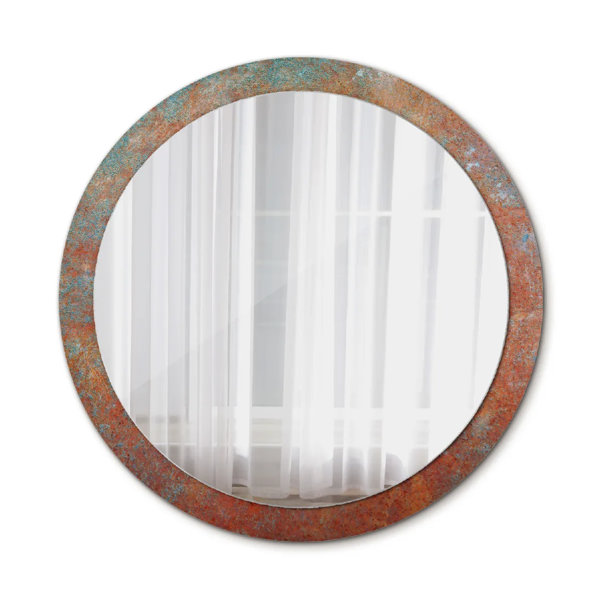 Rond Miroir Mural Grrand Dans Le Cadre Orange Pour La Salle De Bain 100x86 Cm