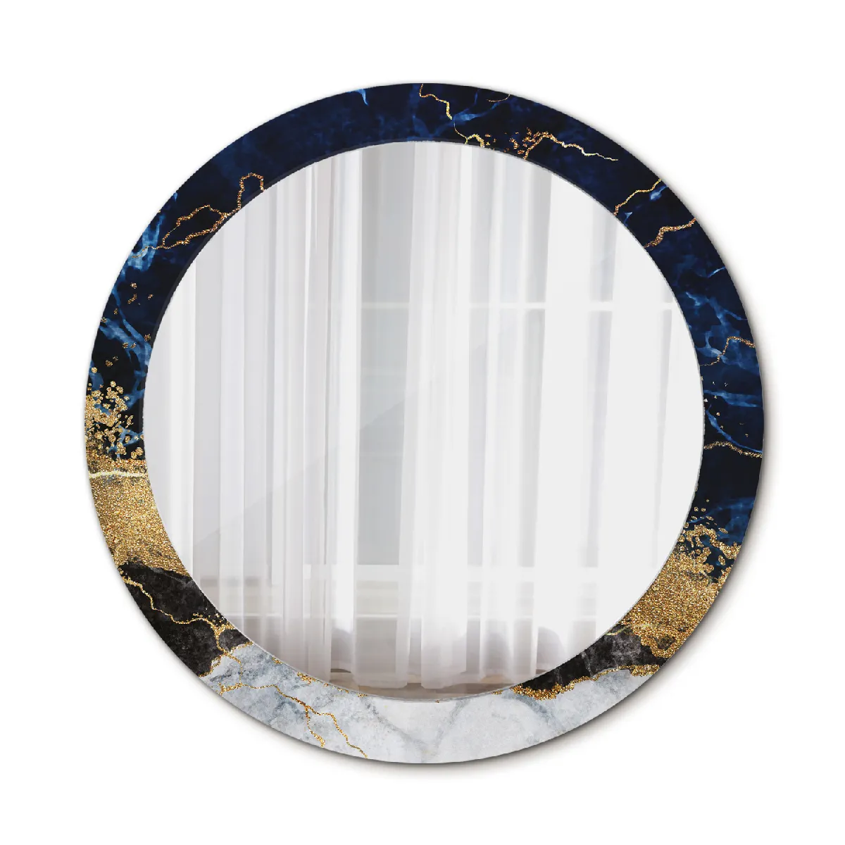 Grand Miroir Mural Dans Le Cadre Or Rond Élégant 80x56 Cm