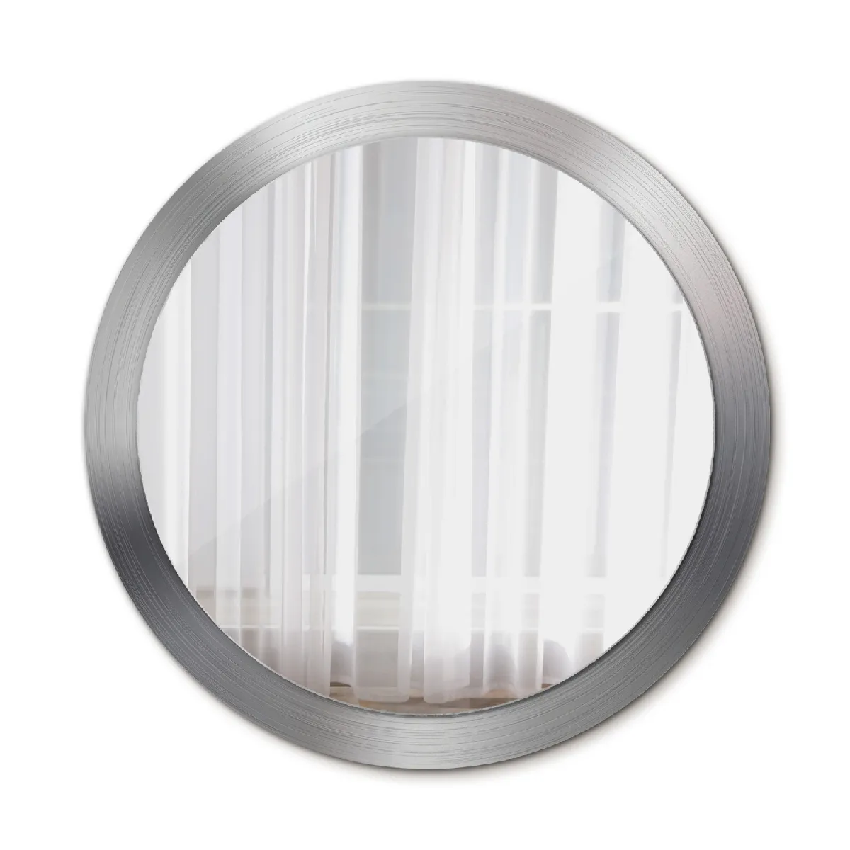 Grand Miroir Mural Rond Dans Le Cadre Argent Pour La Salle De Bain 90x76 Cm