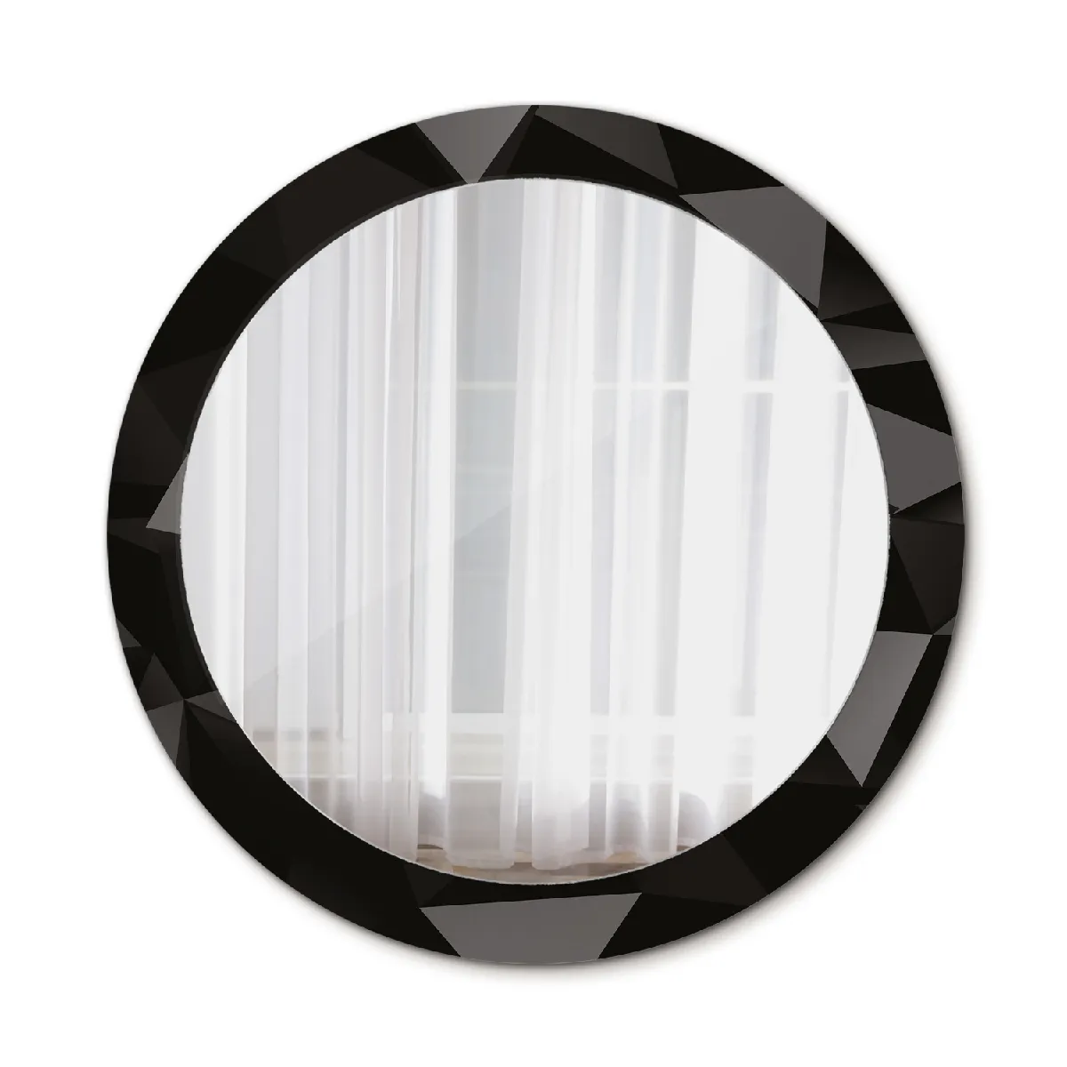 Grand Miroir Mural Dans Le Cadre Noir Rond Élégant 80x56 Cm