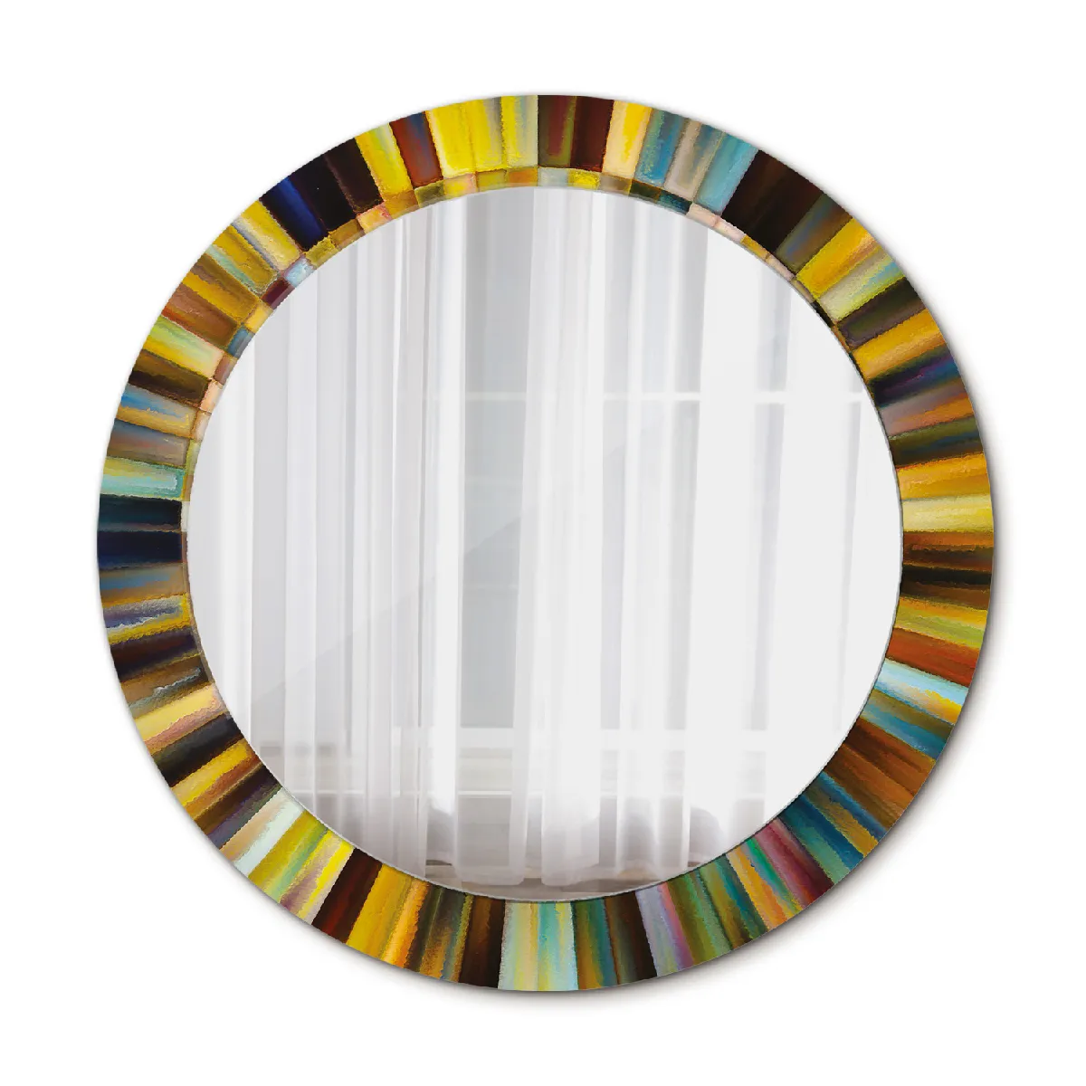 Élégant Rond Miroir Mural Suspendu Dans Un Cadre Décoratif 70x56 Cm