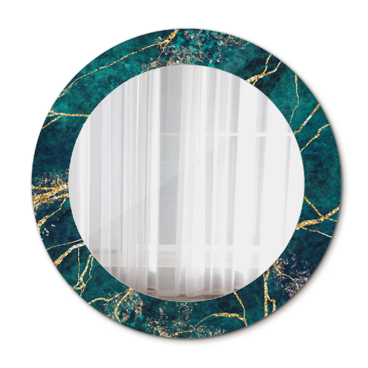 Miroir Mural Dans Le Cadre Or Rond Loft 60x46 Cm
