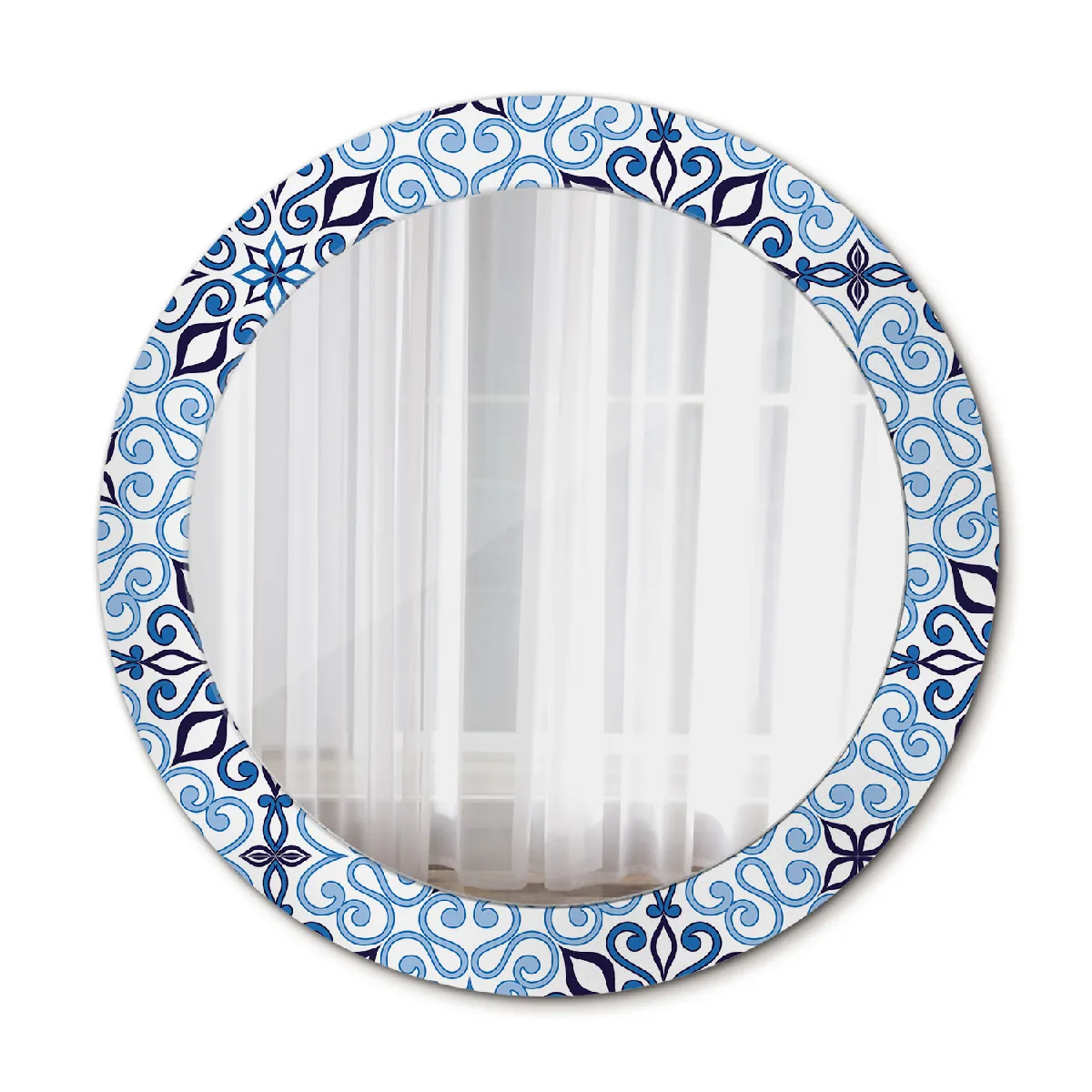 Élégant Rond Miroir Mural Suspendu Dans Un Cadre Décoratif 70x56 Cm