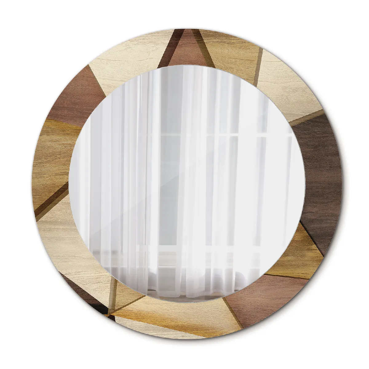Miroir Mural Dans Le Cadre Marron Rond Loft 60x46 Cm