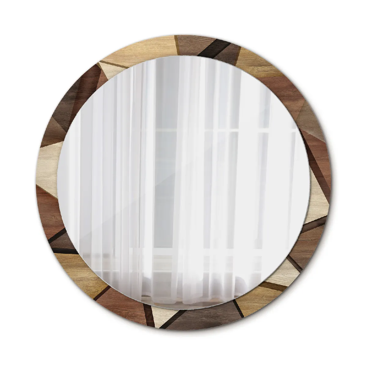 Rond Miroir Mural Grrand Dans Le Cadre Marron La Chambre 100x86 Cm