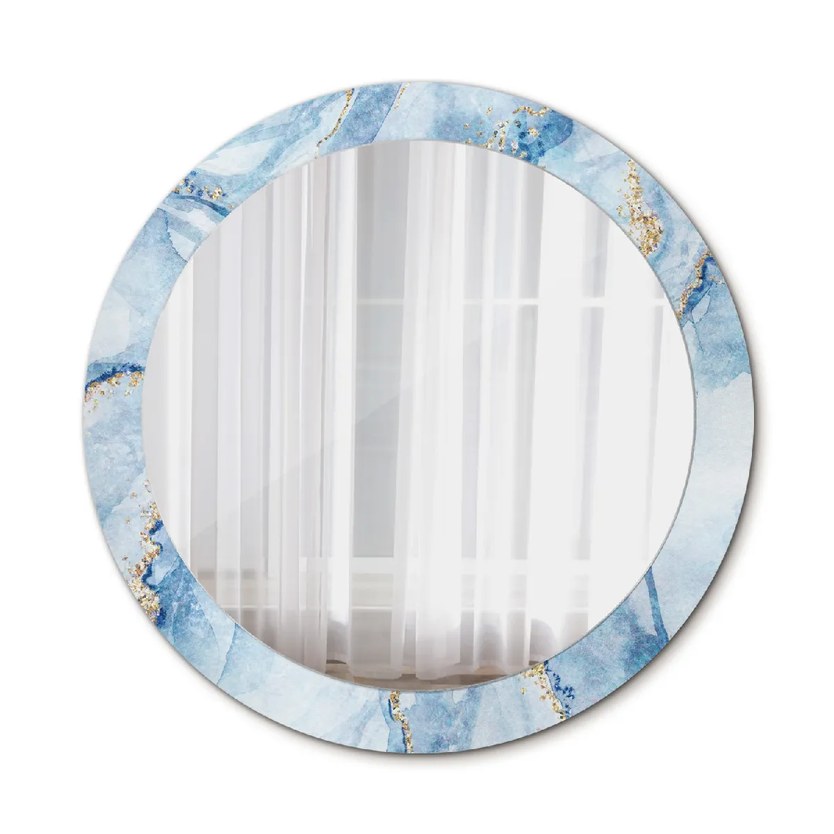 Grand Miroir Mural Dans Le Cadre Or Rond Élégant 80x56 Cm