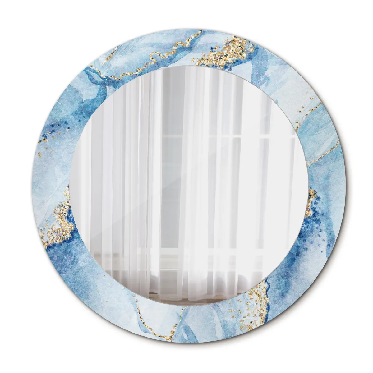Miroir Mural Dans Le Cadre Or Rond Loft 60x46 Cm