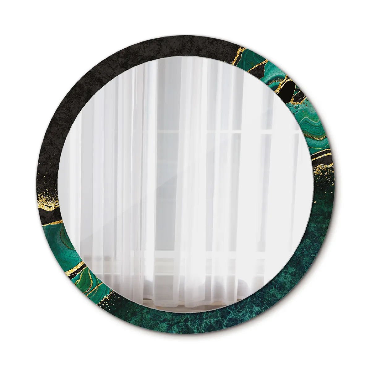 Rond Miroir Mural Grrand Dans Le Cadre Vert Pour La Salle De Bain 100x86 Cm