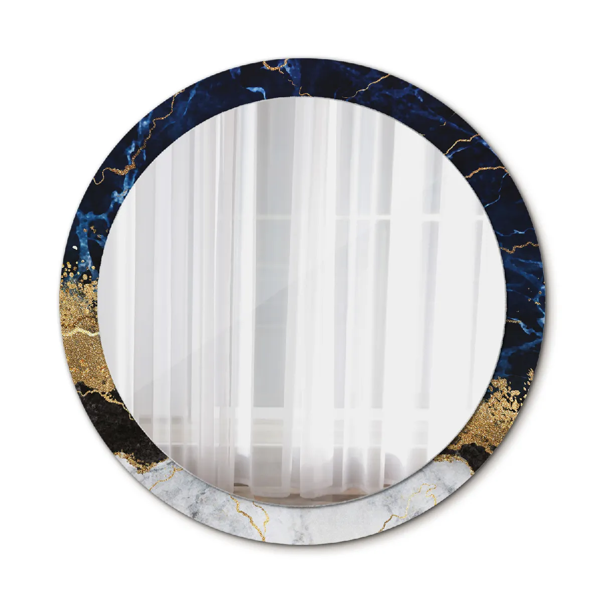 Grand Miroir Mural Rond Dans Le Cadre Or Pour La Salle De Bain 90x76 Cm
