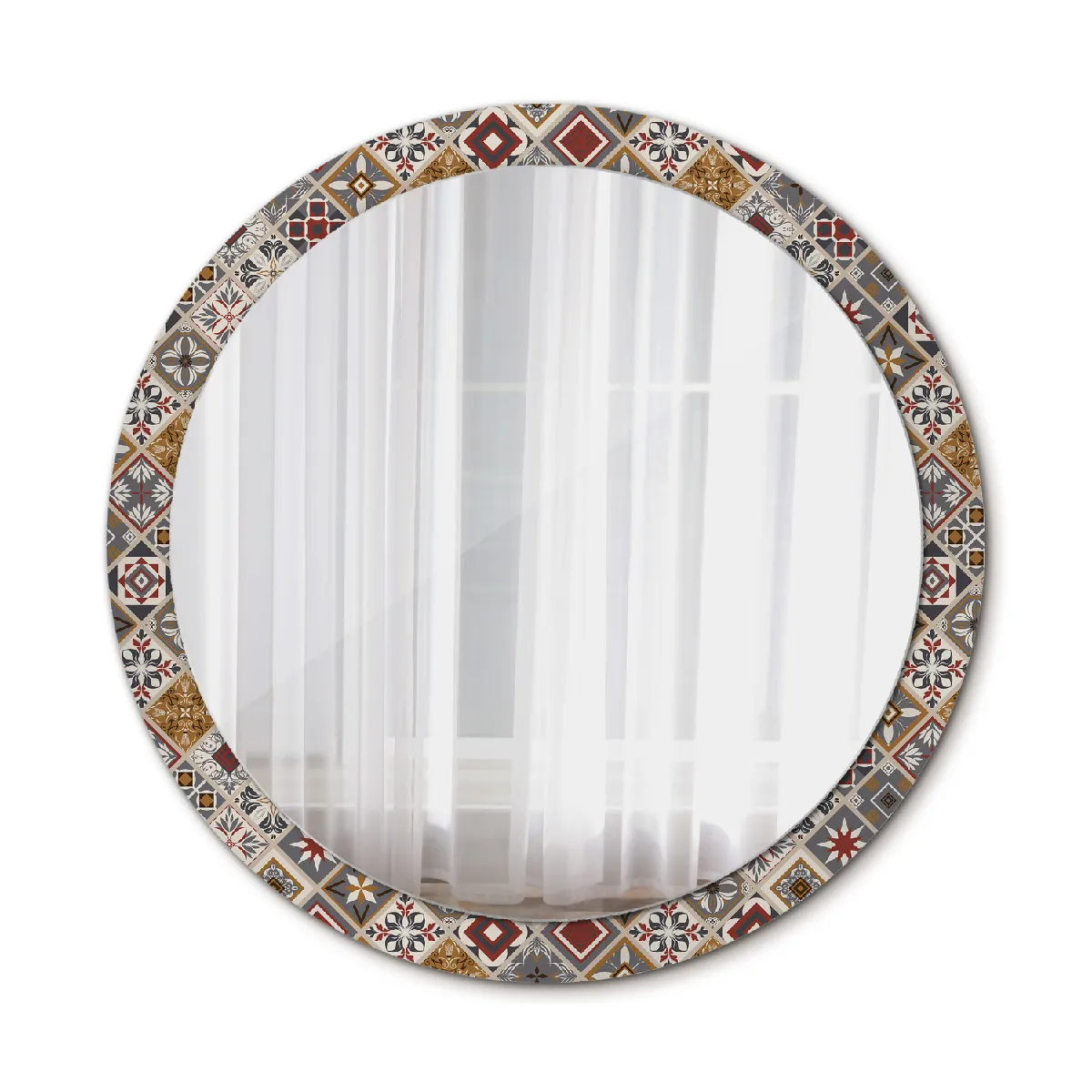 Rond Miroir Mural Grrand Dans Le Cadre Multicolore La Chambre 100x86 Cm