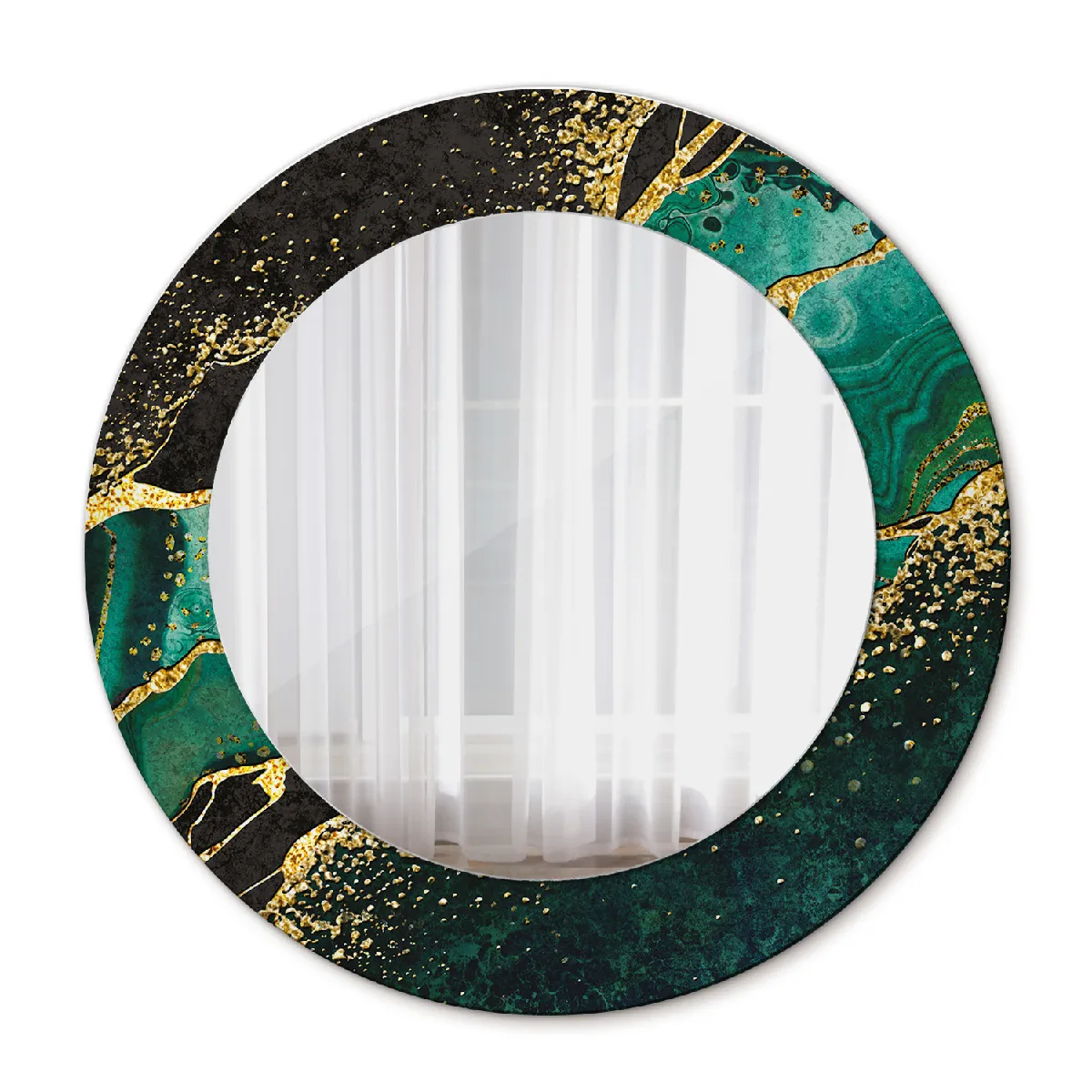 Miroir Mural Rond Décoratif Or Dans Le Cadre 50x36 Cm